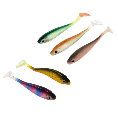 5 조각 소프트 낚시 미끼 미끼 높은 시뮬레이션 물고기 9 cm/3.5 인치, 9cm 3.5 인치, 혼합 색상, PVC