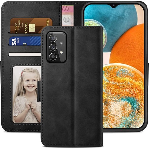 삼성 갤럭시 A23 4G 5G 지갑형 카드수납 다이어리 휴대폰리 케이스 Galaxy A23 Leather wallet case 적용+지문인식 보호필름 풀세트