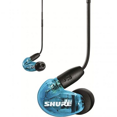 Shure SE215 PRO 와이어드 이어버드 전문가용 방음 이어폰 클리어 사운드 딥 베, Blue_3.5mm Cable w/ Remote+Mic