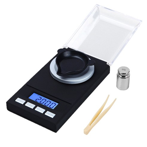 FCSHOP 고정밀 휴대용 실험실 그램 보석 규모 디지털 주방 저울, 20g, 블랙, 플라스틱
