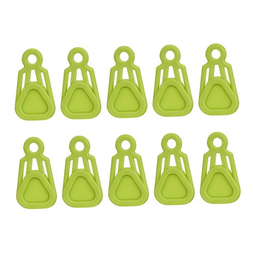 10Pcs 방수포 클램프 텐트 윈드 로프 클립 옷걸이 생존 비상 그로멧, 녹색 삼각형 클립, 플라스틱