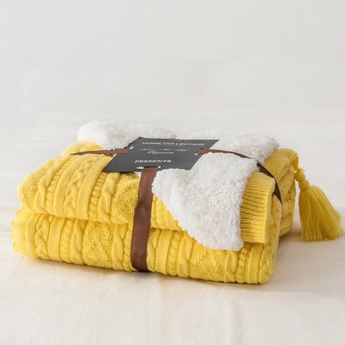 DFMEI 덮개 담요 봄가을 니트 램스울 니트 담요 오피스낮잠 담요 에어컨 휴식 담요, DFMEI 밝은 노란색, 130*160CM단일레이어