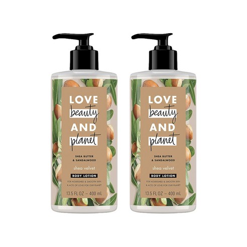 러브뷰티앤플래닛 시어 버터 & 샌달우드 벨벳 바디 로션, 400ml, 2개