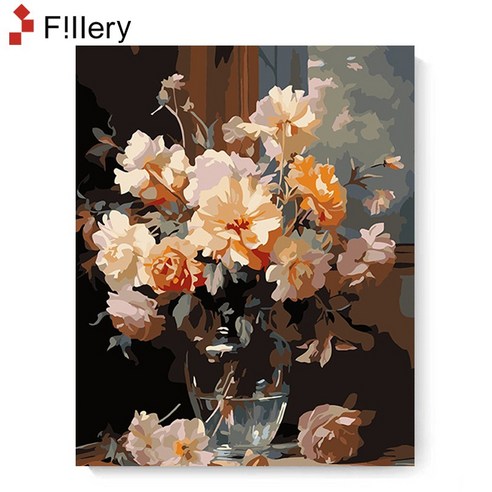 FiIIery DIY 명화그리기 해바라기그림 풍경화 꽃 유화 세트 40 x 50cm, 97-꽃병에 든 협죽도, 1개