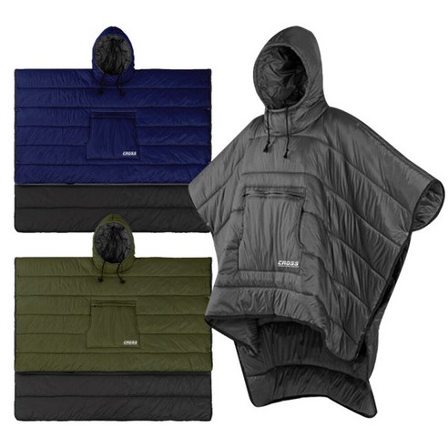 콜럼버스 캠핑 후드슬리핑백 망토침낭 그레이 1개 발란드레