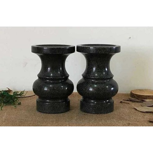 성묘화병 항아리 묘지화병 성묘 오브제 돌화병 묘지 산소 인테리어 대리석 납골당, 높이14cm의 대형 한쌍