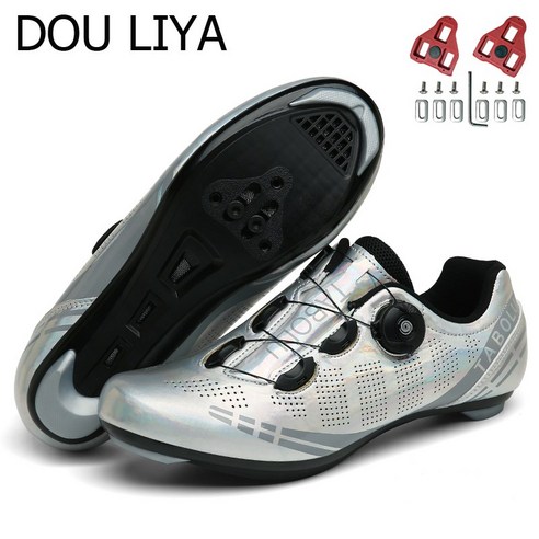 DOULIYA 2022 로드용 클릿슈즈 스포츠/레져 자전거 자전거 신발, 38(245mm), 은 로드 with clit