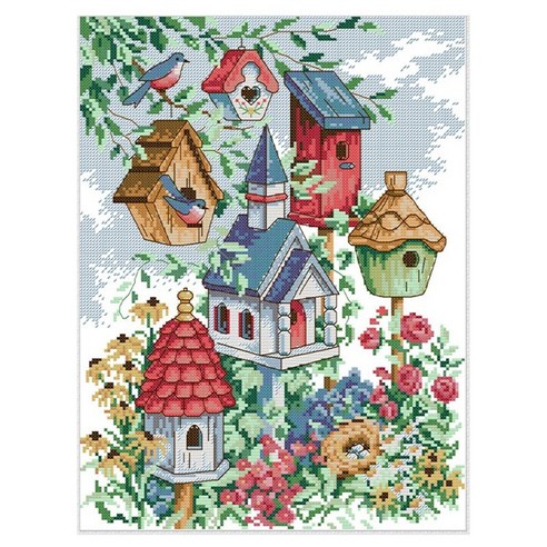 Retemporel 십자수 스탬프 키트 인쇄 자수 천Bird''S Home 11CT용 니들포인트 쉬운 패턴, 여러 가지 빛깔의
