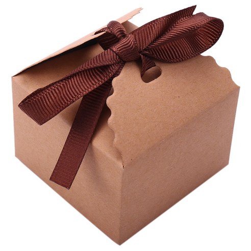 Deoxygene 10 pcs 빈티지 레트로 크래프트 종이 상자 diy 결혼식 호의 선물 리본 브라운으로 포장 하는 작은 단일 케이크 상자, 1개, 갈색
