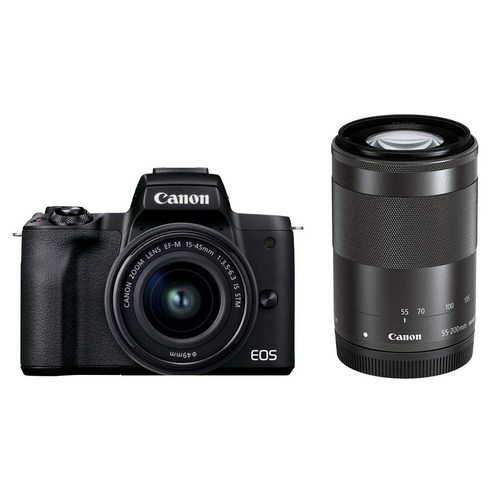 Canon 미러리스 SLR 카메라 EOS Kiss M2 더블 줌 키트 블랙 KISSM2BK-WZK