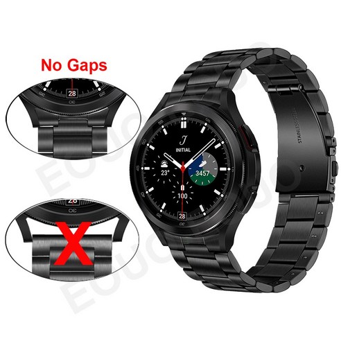 삼성 갤럭시 시계 4 클래식 46mm 42mm/Watch4 44mm 40mm 손목 밴드 곡선 엔드 금속 팔찌에 대한 갭 스테인레스 스틸 스트랩, Gold, Galaxy Watch4 44mm