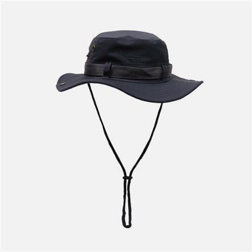 일본 패션 브랜드 Drawstring 어부 모자 남자와 여자의 여름 통기성 태양 보호 야외 등산 낚시 모자 서양 카우보이 모자, 다크 그레이
