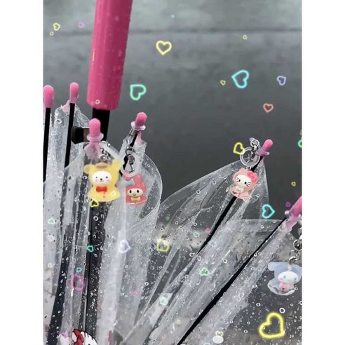 잃어버린 우산, 이제 안녕! 똑똑한 키링 우산으로 우울한 빗속에서도 웃어보세요 산리오메지루시