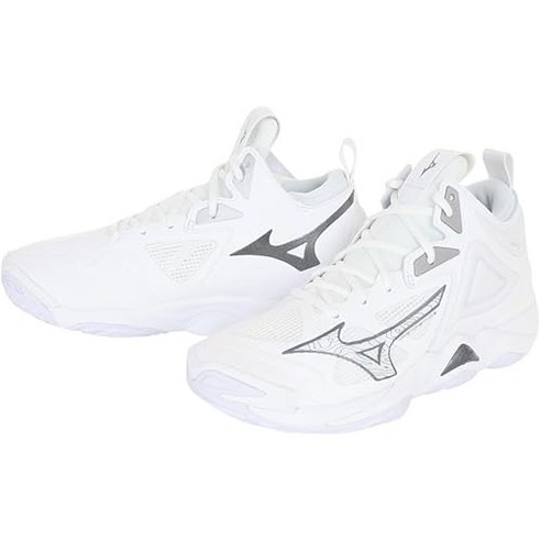 MIZUNO [미즈노] 배구화 웨이브 모멘텀 3 MID 동아리활동 실내 폭이 넓고 경량 인도어 화이트×그레이×실버 25.0cm 2.5E 25.0 cm 회색/은/하얀색