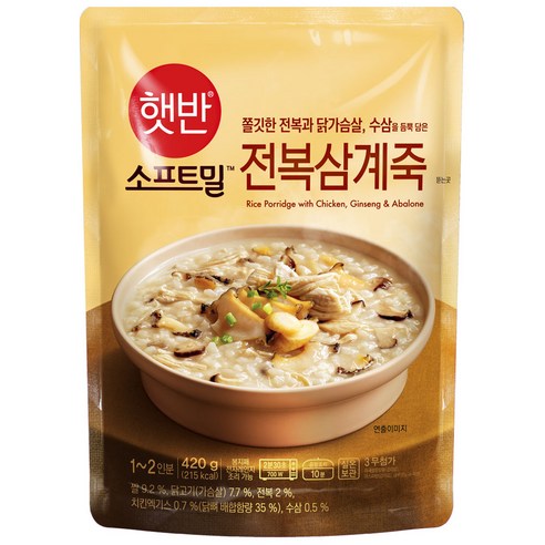 햇반 전복삼계죽, 420g, 1개