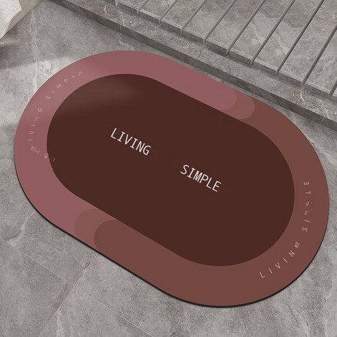 화장실 흡수속 건조 발판 화장실 욕실 입구 카펫 모조 규조 진흙 바닥 깔개 가정용 목욕 침실, 다뉴브강(타원) - 빨간색