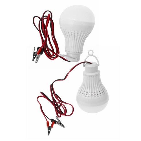 Deoxygene 2 pcs E27 LED 비상 전구 캠핑 사냥 야외 램프 빛 DC 12V 12W 및 7W, 차가운 흰색