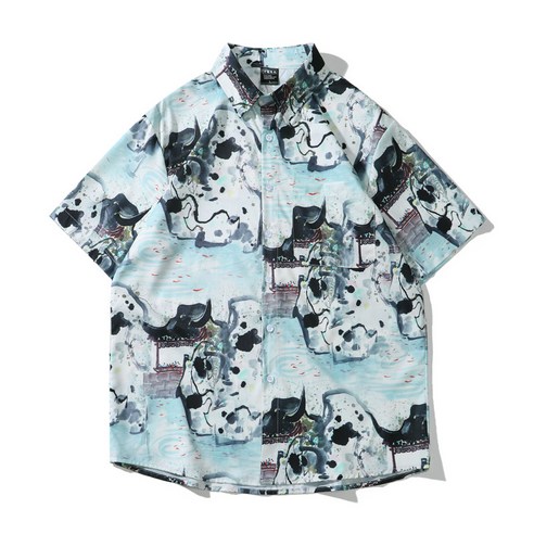 DFMEI 비치웨어 세트 남 오버사이즈 하와이안 바캉스 반팔 셔츠 패션 캐주얼 여름담는다