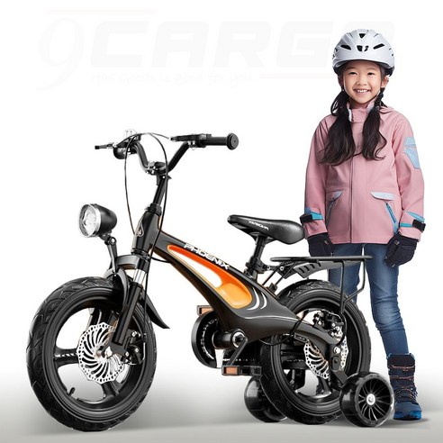 피닉스 FH-009 어린이자전거 보조바퀴 아동 네발 자전거 14인치 16인치 18인치 고급형 일체형프레임, A.통합 휠 뒷좌석 (블랙)