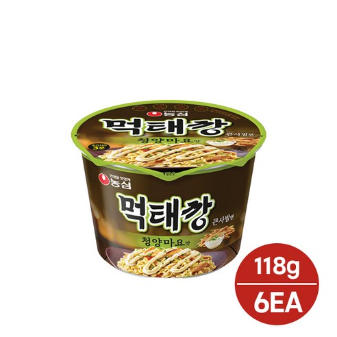 농심 먹태깡 청양마요맛 큰컵라면 118g 6입/인기스낵먹태깡 라면버전/식사대용/안주용/무, 6개