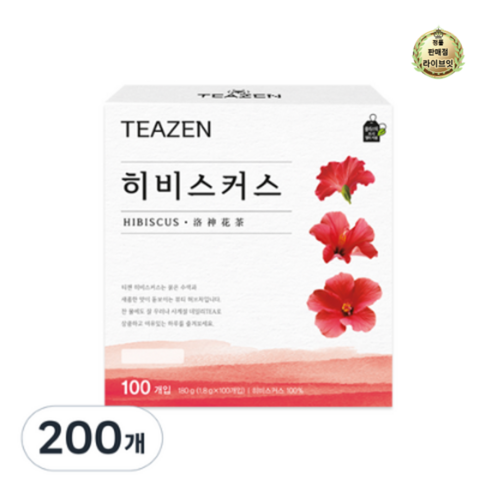 라이브잇 티젠 히비스커스차 허브차, 1.8g, 100개입, 22개