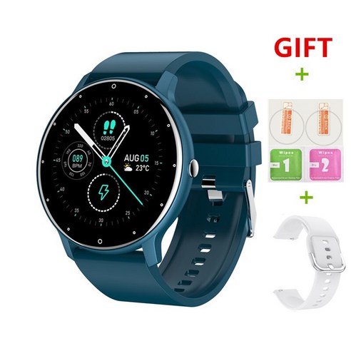 [XIG] 새로운 스마트 시계 울트라 얇은 Hd 스크린 운동 심박수 수면 모니터링 남성 패션 Smartwatch 안드로이드 Ios, 블루 선물, 하나