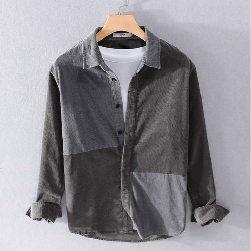 KORELAN 코듀로이 롱 슬리브 컬러 캐주얼 셔츠 재킷