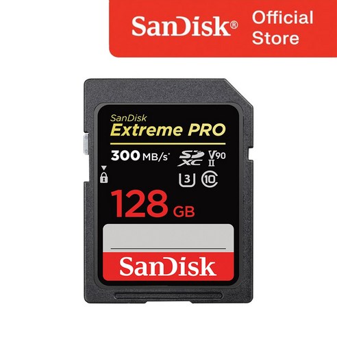 샌디스크 익스트림 프로 SD 메모리카드 SDXC V90 U3 C10 UHS-II SDSDXDK, 1개, 128GB