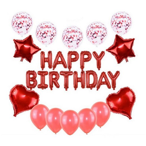GAM 이벤트 파티 풍선 세트 생일파티 파티용품 생일파티세트 생일풍선 생일파티용품, 샤인블링-메탈레드