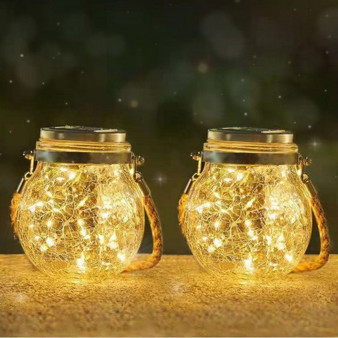 LED 태양광 충전 야외 정원등 반딧불 조명 2개, 웜화이트 2개입