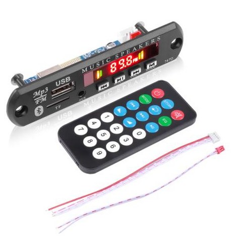 마이크 포함 핸즈프리 자동차 키트 블루투스 MP3 플레이어 디코더 보드 자동차 FM 라디오 모듈 FM TF USB AUX 오디오 어댑터 무선, 없음, 1) 2x20W