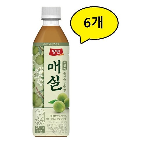 동원 양반 매실차 500ml x 6개 매실음료 펫음료 과채음료 차음료