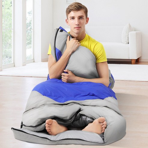 1800g 오리털 캠핑 침낭 / 혹한기 동계 겨울 패딩, 오렌지, 1개