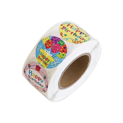 포장 데코 롤 스티커 500매 15종, 1롤, B-1_하이틴 벌스데이 원형 x 2.5cm