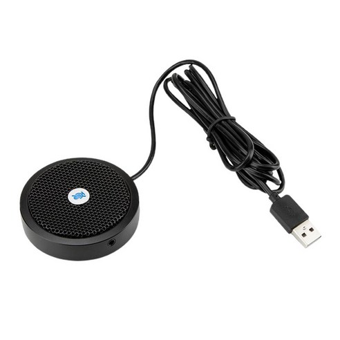 Ursmart USB 회의용 마이크 온라인용 무지향성 PC 컴퓨터 콘덴서 마이크, 2.8x0.7 인치, 블랙, 아연 합금 금속 메쉬 커버