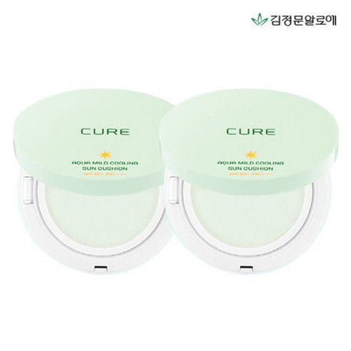 김정문알로에 아쿠아 마일드 쿨링 선쿠션 SPF50+ PA++++, 25g, 2개