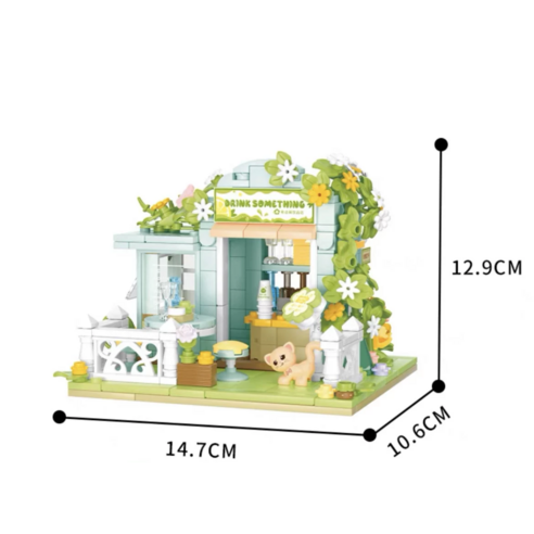 [벚꽃 시리즈] 봄 벚꽃 DIY 인테리어 소품 미니블럭 미니어처 홈테리어 블록, 그린카페, 1개