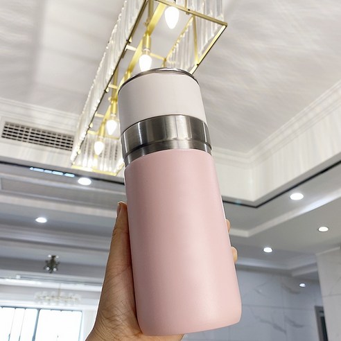 ZZJJC 아이디어 보온병 아이디어 텀블러 아웃도어 보온병, 500ml, 핑크를 손에 들다