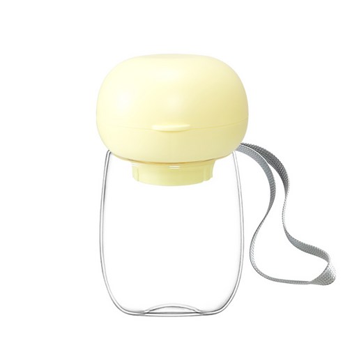 BellmeyPet 강아지물통 반려동물 2in1 휴대용 버섯 물병 300ml 원터치 휴대용 보틀 FREE 물통 물그릇, 옐로우, 1개