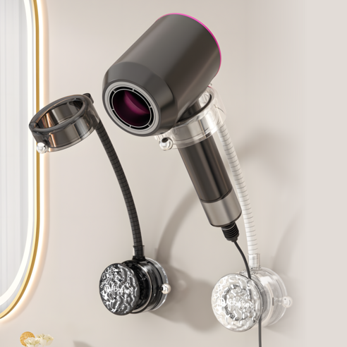 BDYP 핸즈프리 각도조절 무타공 헤어드라이기 거치대, 투명, 1개