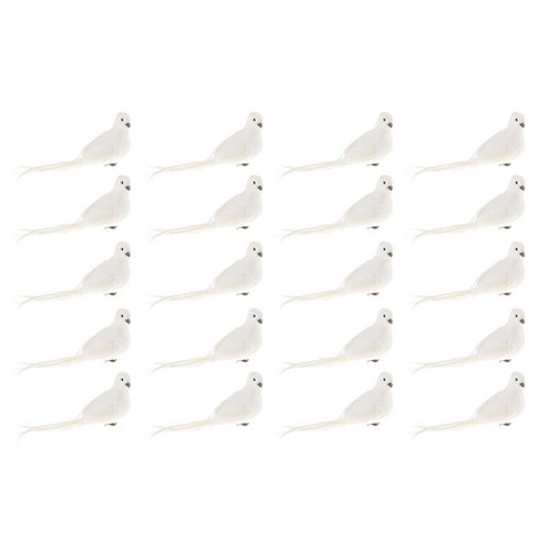 20pc 흰색 비둘기 인공 비둘기 정원 장식품 깃털 새 모델 선물, 17x4.5x6.2cm., 거품, 화이트