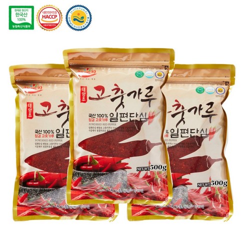 브랜드없음 국산 햇고추 일편단심 태양초 고춧가루, 500g, 3개