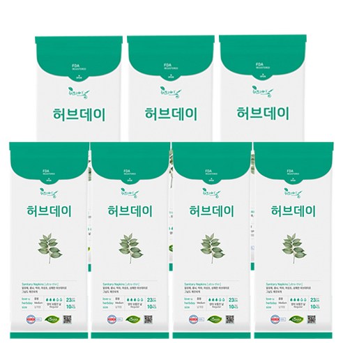 허브데이 생리대 + 샘플, 중형4팩+대형3팩, 중형+대형