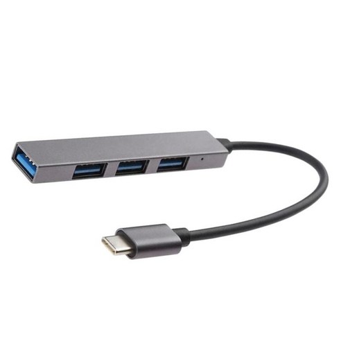 USB 3.1 Type C - 4포트 알루미늄 허브 블랙, 9x1.4x0.7cm, 알루미늄 합금, 회색