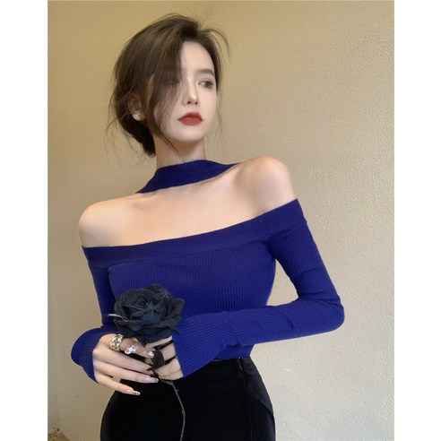 내부 셔츠 가을 새로운 꽉 겉옷 단색 긴팔 니트 스웨터 순수한 세련된 탑