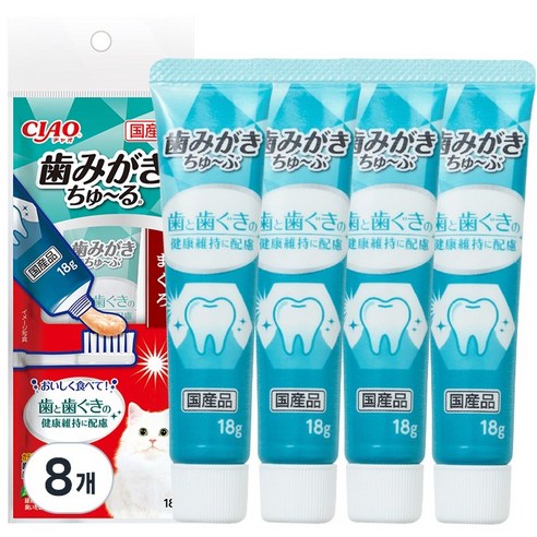 이나바 챠오 덴탈케어 고양이 츄르치약, 18g, 8개