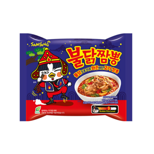 삼양 불닭짬뽕 140g 8봉 매운 고기짬뽕라면 봉지면, 8개