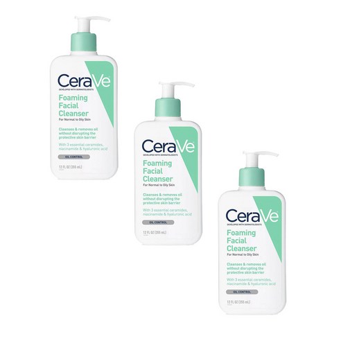 세라비 포밍 페이셜 클렌저 오일 컨트롤 노멀 투 오일리 스킨, 355ml, 3개