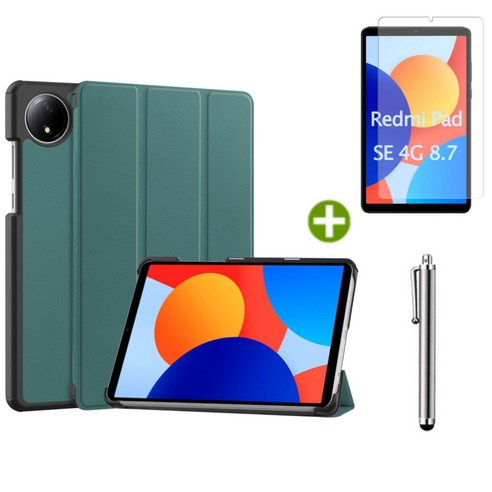 샤오미 레드미 패드 SE 8.7인치 전용 케이스 북커버 케이스나라 XiaoMi Redmi Pad SE 8.7, 다크그린, 1개