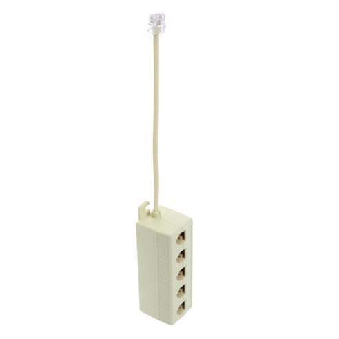 5웨이 콘센트 4C RJ11 폰 모듈러 잭 라인 스플리터, 10x3x3cm, 라이트 옐로우, 아크릴로 니트릴 부타디엔 스티렌 플라스틱
